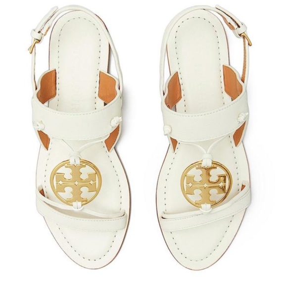 Tory Burch Geo Bombe Miller leather sandals - White|146657250 Tory Burch White New Miller Slingback Sandals